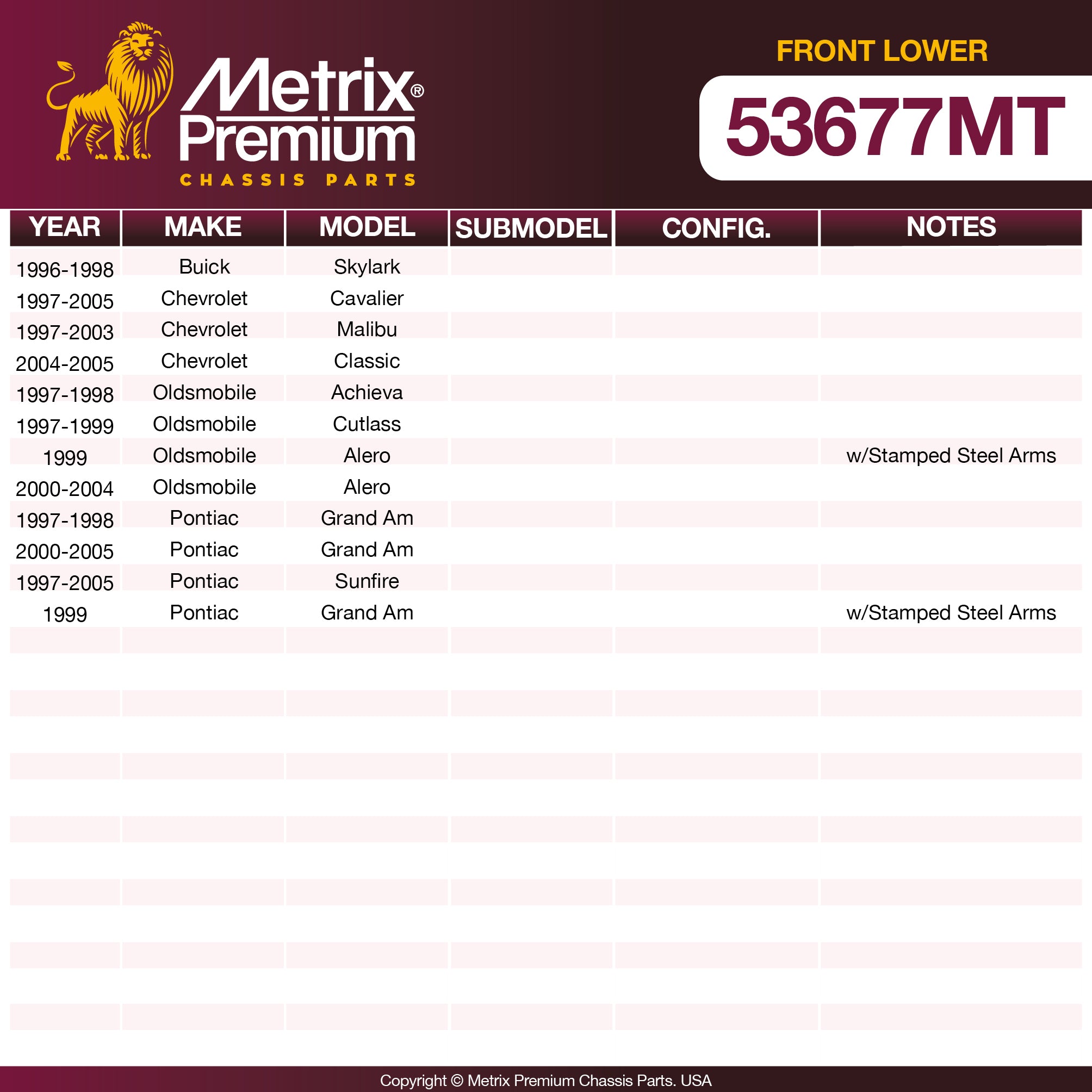 Metrix Premium Chassis Parts Front Lower Ball Joint 53677MT OEM fit auto parts