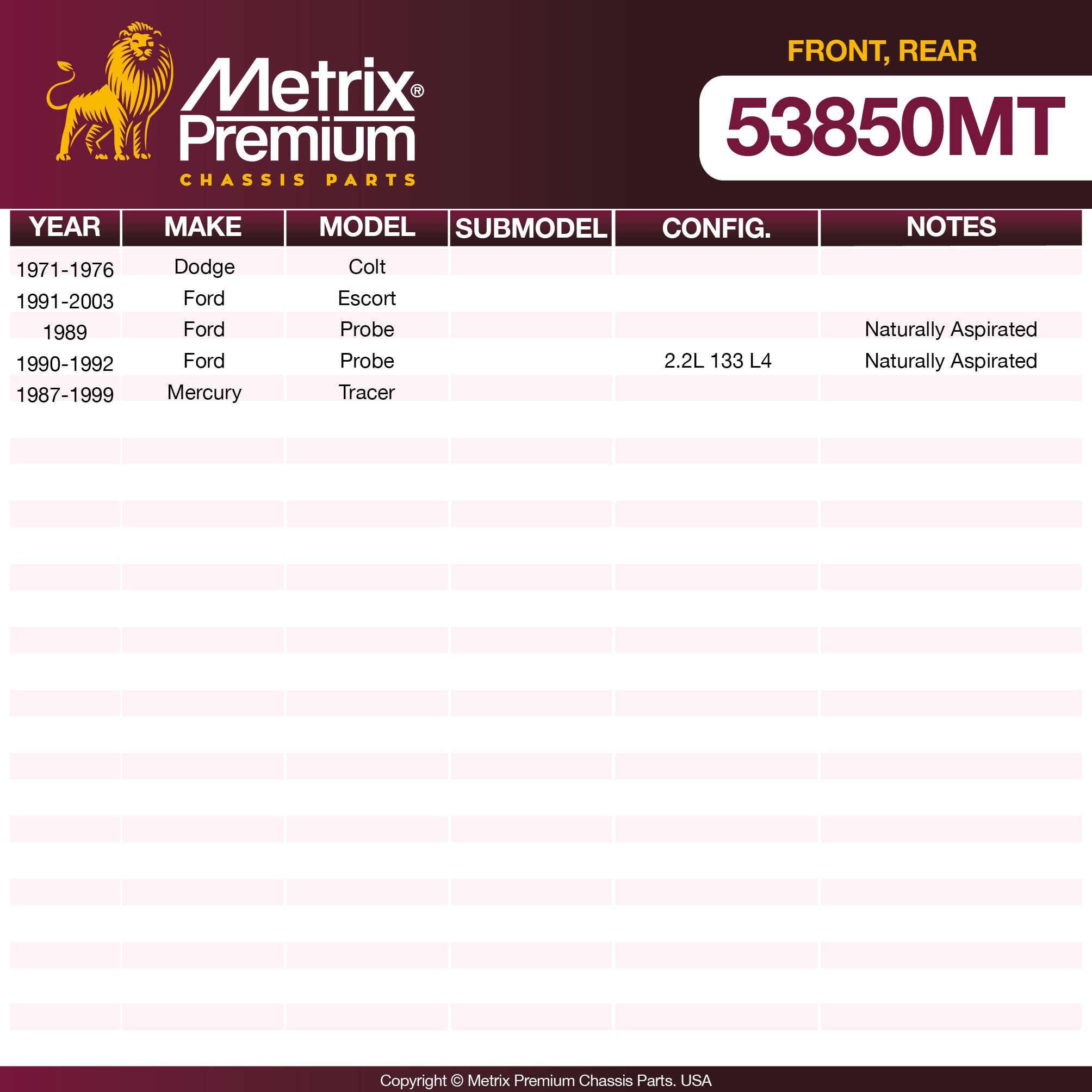 Metrix Premium Chassis Parts Front Stabilizer Bar Link 53850MT aftermarket car parts
