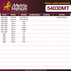Metrix Premium Chassis Parts Front Lower Rearward Axle Support Bushing 54030MT OEM fit auto parts