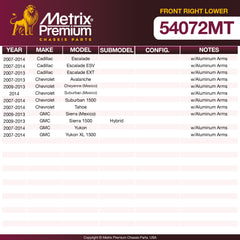 Metrix Premium Front Right Lower Control Arm and Ball Joint Assembly 54072MT OEM fit spare parts