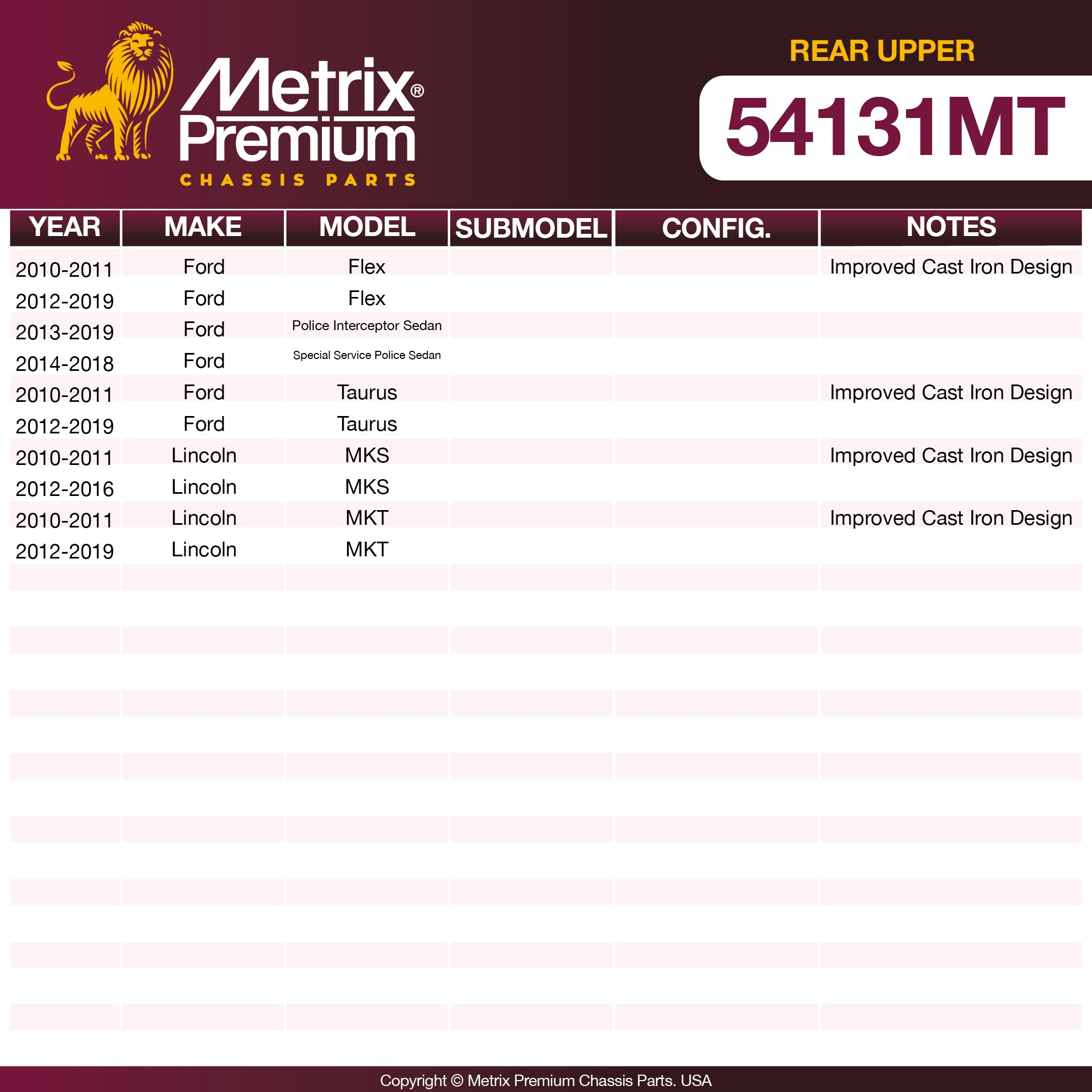 Metrix Premium Rear Upper Lateral Arm and Ball Joint Assembly 54131MT OEM fit spare parts