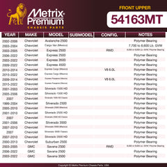 Metrix Premium Front Upper Ball Joint 54163MT OEM fit spare parts