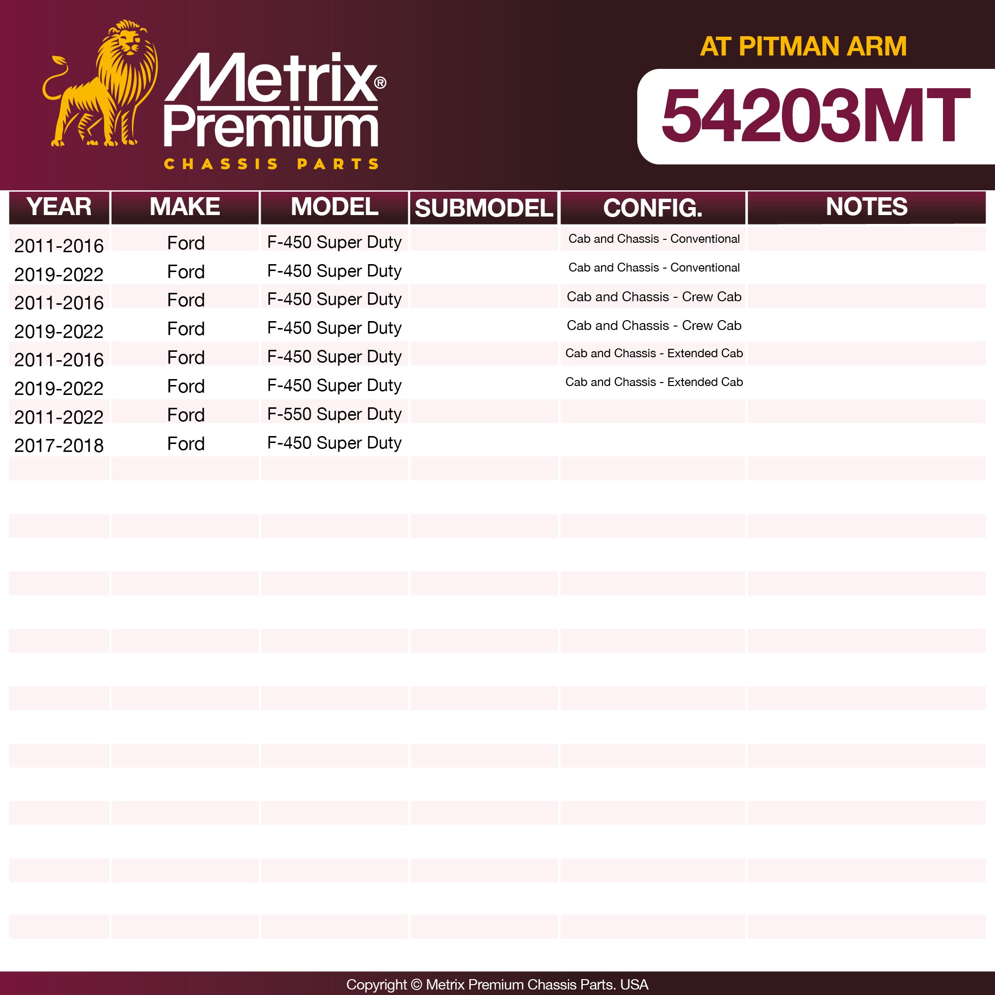 Metrix Premium Chassis Parts At Pitman Arm Steering Drag Link 54203MT OEM fit auto parts