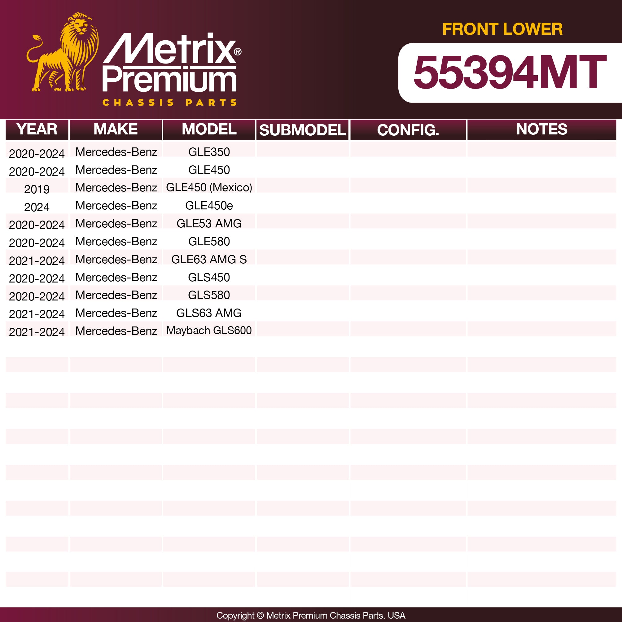 Metrix Premium Chassis Parts Front Lower Ball Joint 55394MT aftermarket car parts