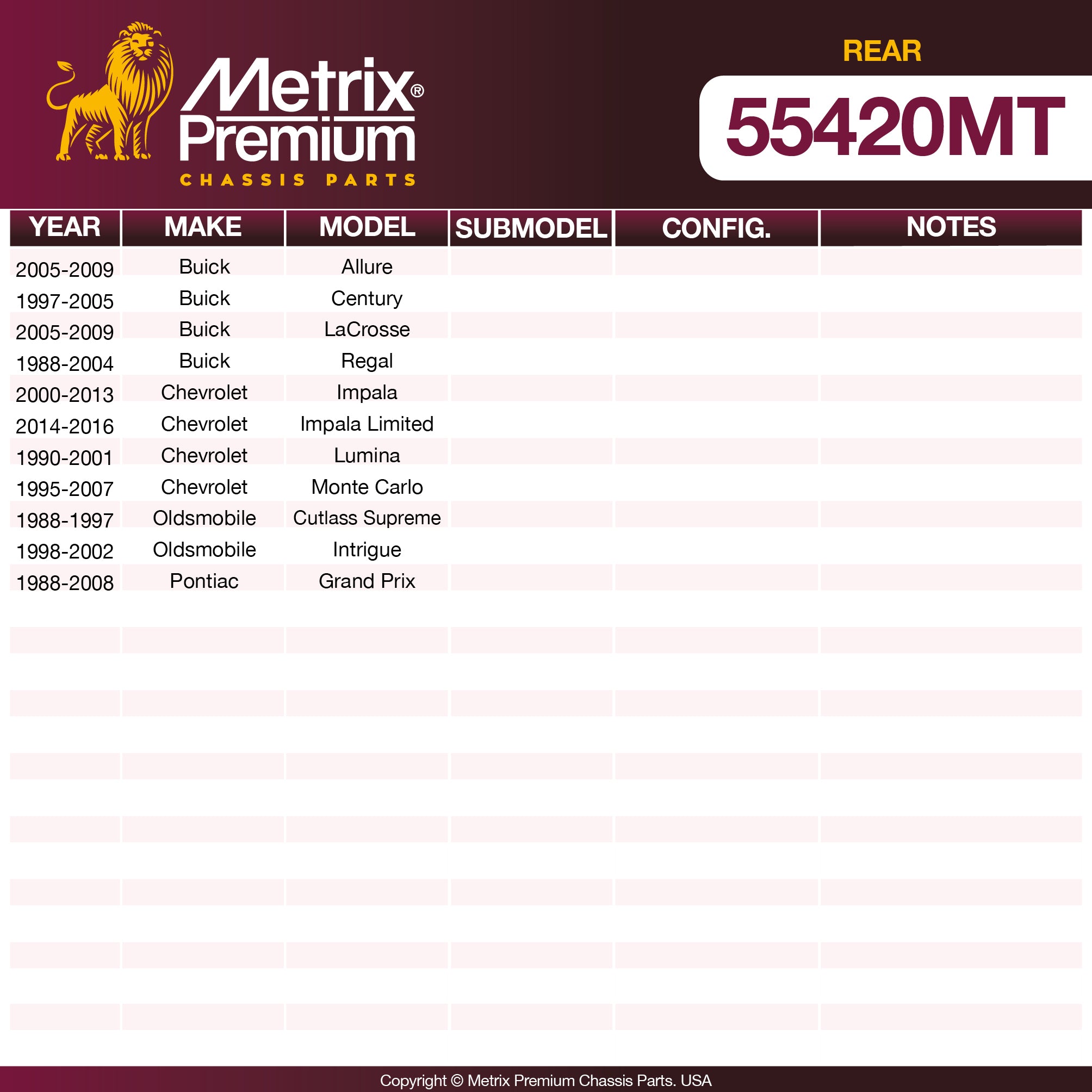 Metrix Premium Rear Trailing Arm 55420MT OEM fit spare parts