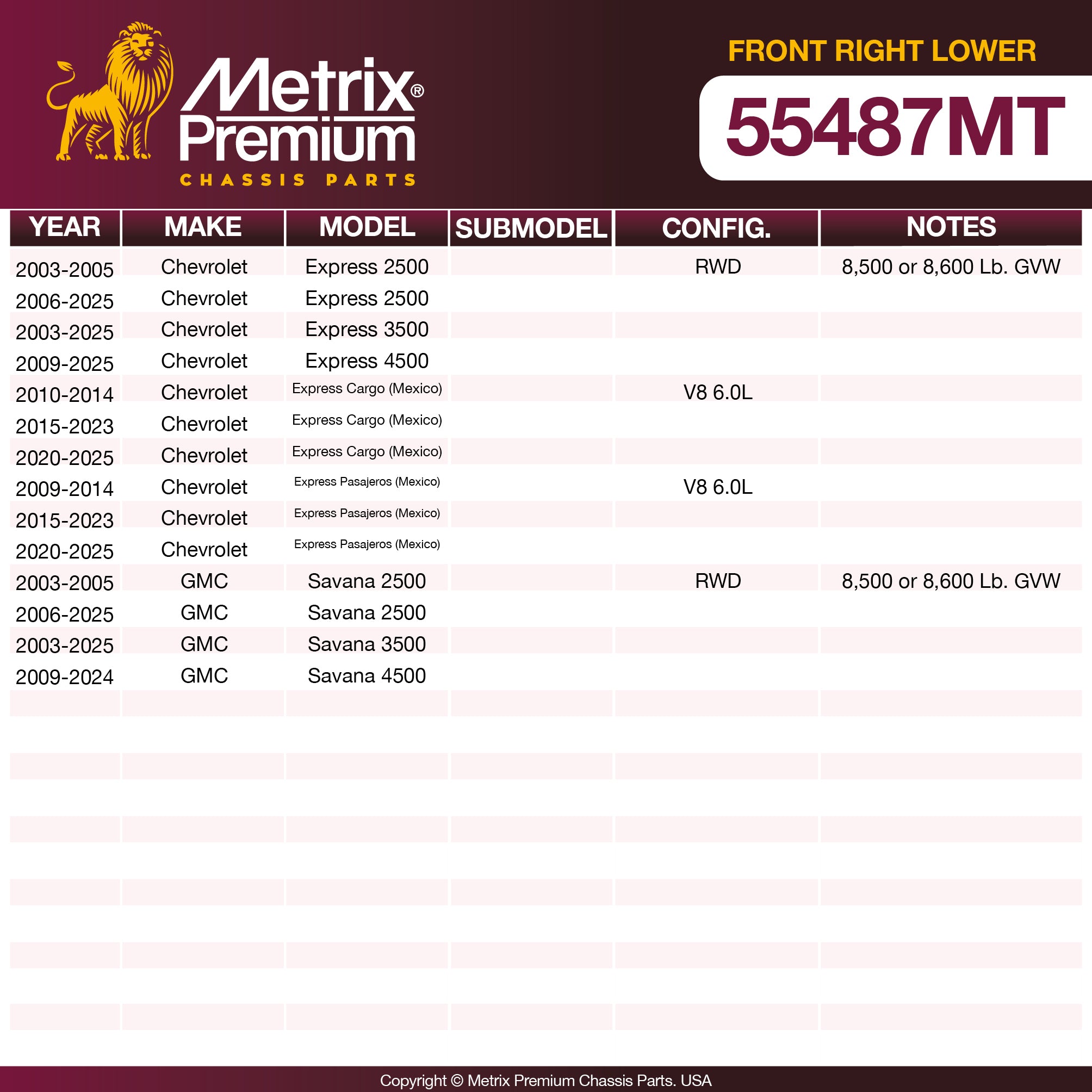 Metrix Premium Front Right Lower Control Arm and Ball Joint Assembly 55487MT OEM fit spare parts