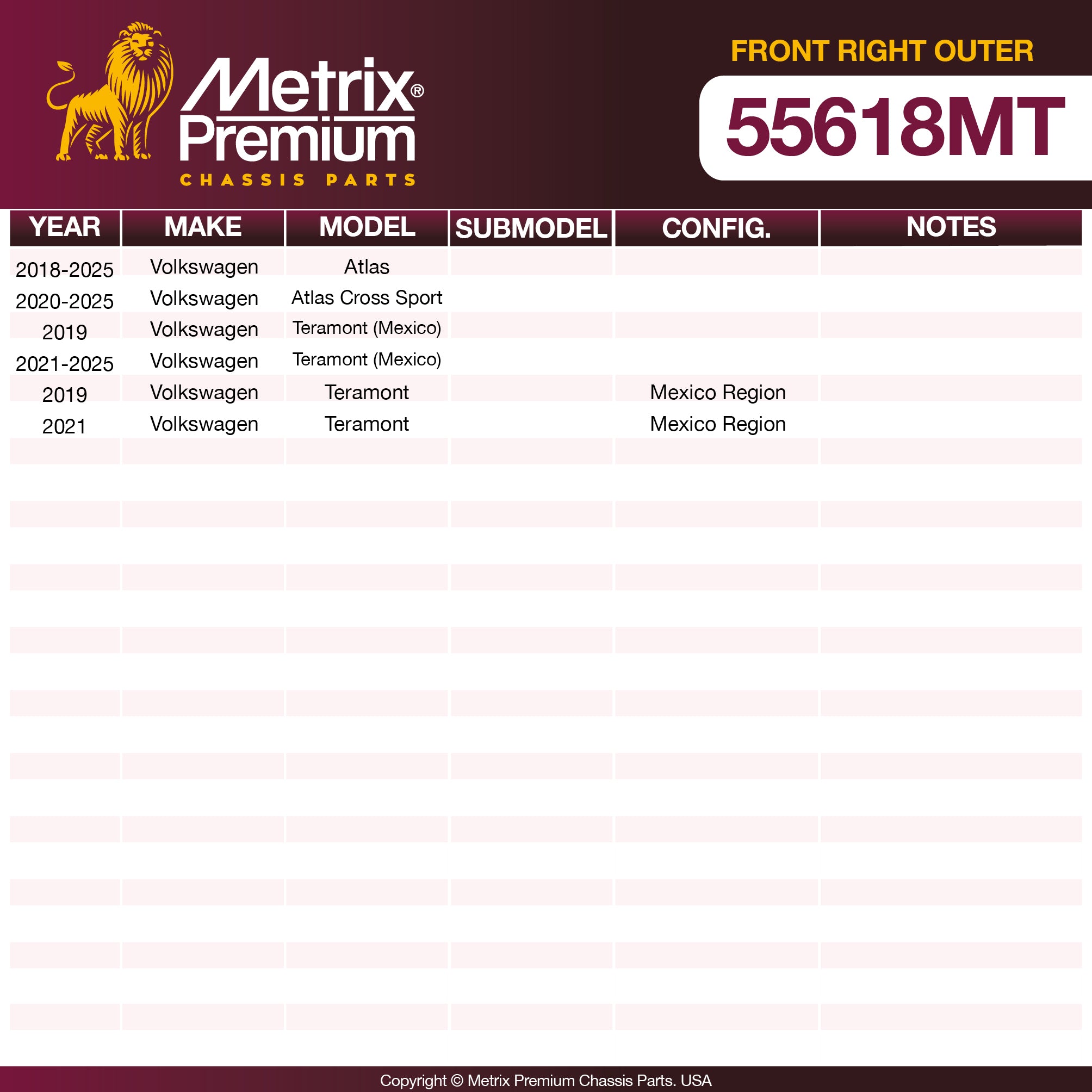Metrix Premium Chassis Parts Front Right Outer Tie Rod End 55618MT aftermarket car parts