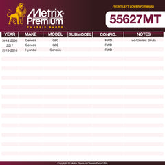 Metrix Premium Chassis Parts Front Left Lower Forward Control Arm and Ball Joint Assembly 55627MT OEM fit auto parts