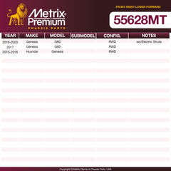 Metrix Premium Chassis Parts Front Right Lower Forward Control Arm and Ball Joint Assembly 55628MT OEM fit auto parts