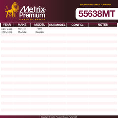 Metrix Premium Chassis Parts Front Right Upper Forward Control Arm and Ball Joint Assembly 55638MT aftermarket car parts