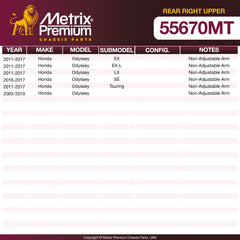 Metrix Premium Rear Right Upper Control Arm and Ball Joint Assembly 55670MT OEM fit spare parts