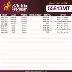 Metrix Premium Chassis Parts Front Left Upper Control Arm and Ball Joint Assembly 55813MT OEM fit auto parts