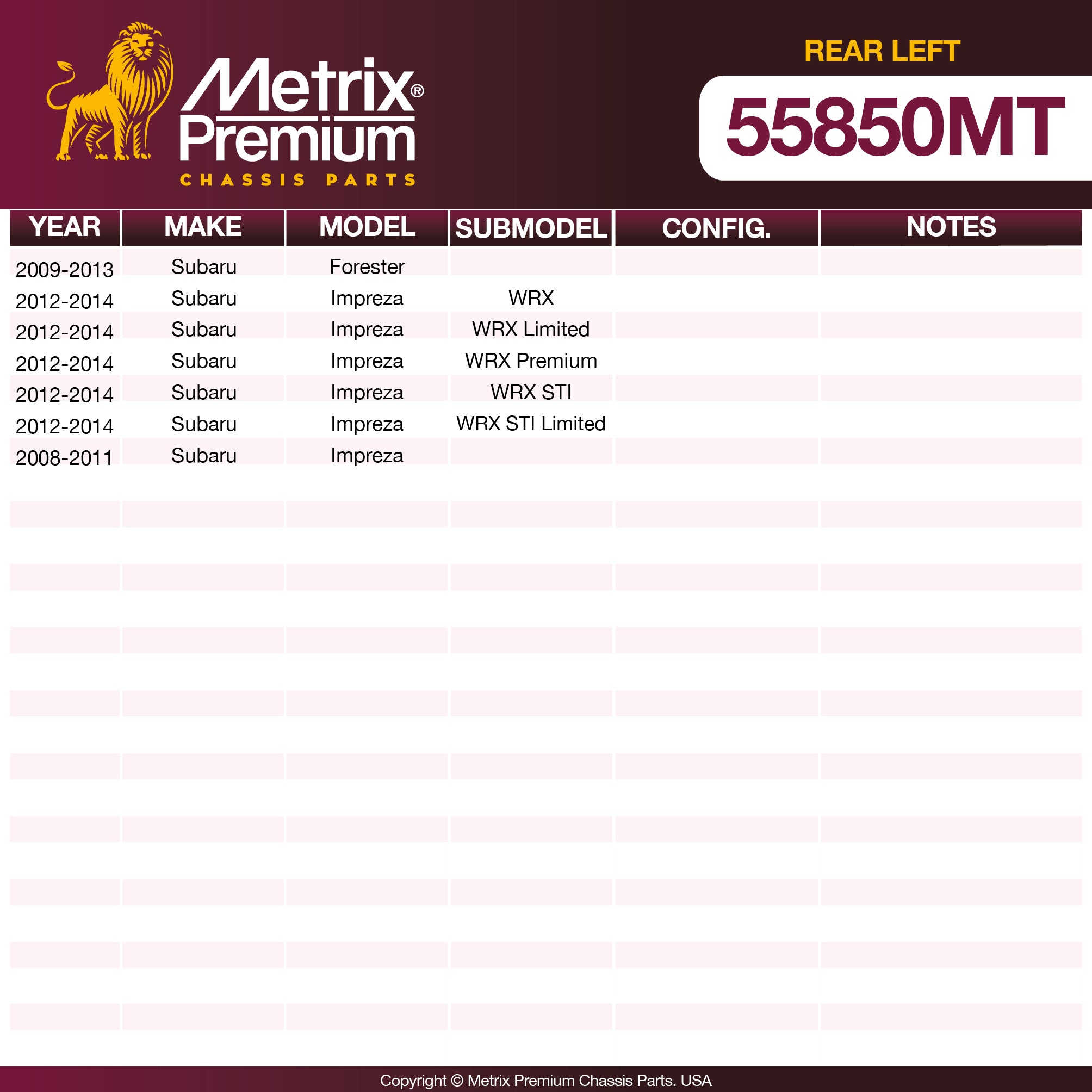 Metrix Premium Rear Left Trailing Arm 55850MT OEM fit spare parts