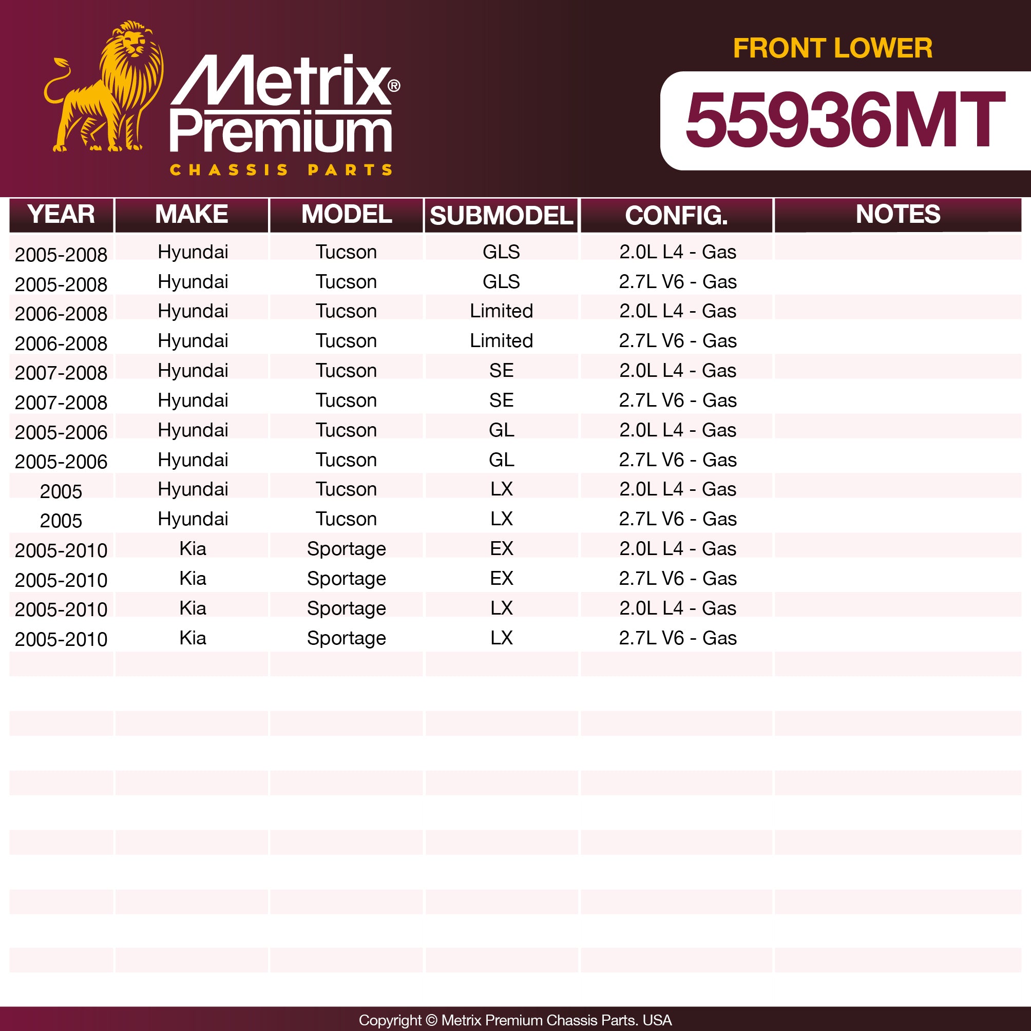 Metrix Premium Chassis Parts Front Lower Ball Joint 55936MT OEM fit auto parts