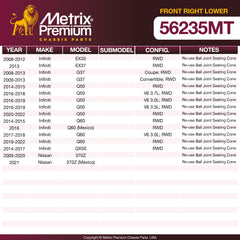 Metrix Premium Front Right Lower Control Arm and Ball Joint Assembly 56235MT OEM fit spare parts