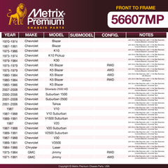 Metrix Premium Chassis Parts Front To Frame Stabilizer Bar Bushing Kit 56607MP aftermarket car parts