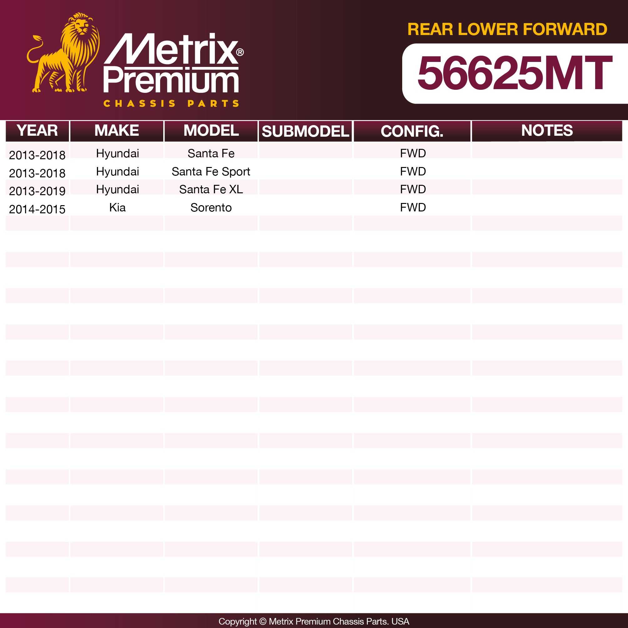 Metrix Premium Rear Lower Forward Control Arm and Ball Joint Assembly 56625MT OEM fit spare parts