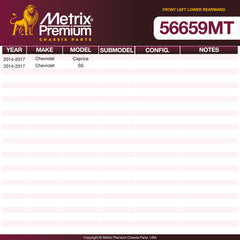 Metrix Premium Chassis Parts Front Left Lower Rearward Control Arm and Ball Joint Assembly 56659MT OEM fit auto parts