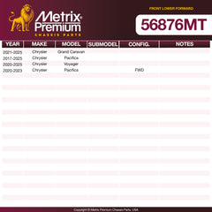 Metrix Premium Chassis Parts Front Lower Forward Control Arm Bushing 56876MT OEM fit auto parts