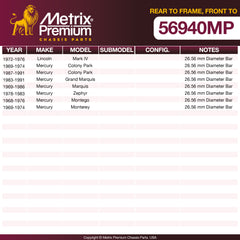 Metrix Premium Chassis Parts Front To Frame Stabilizer Bar Bushing Kit 56940MP aftermarket car parts