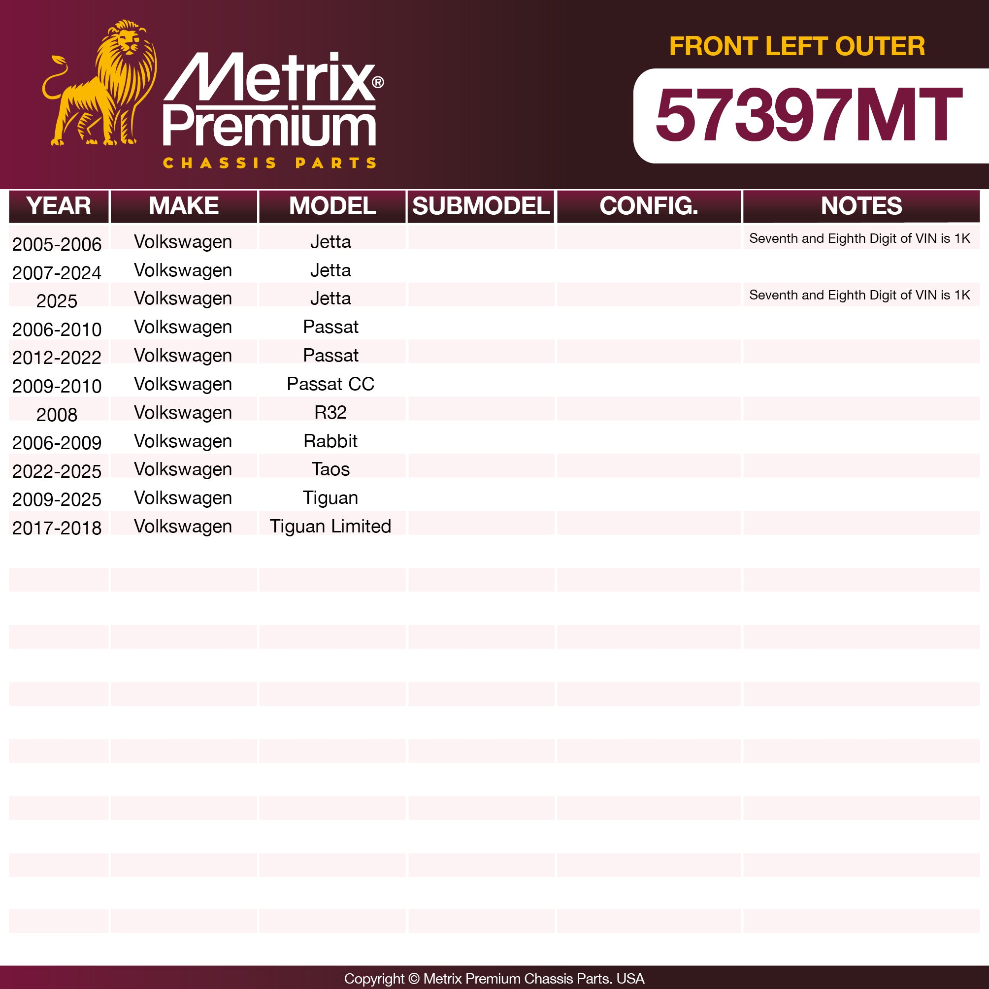 Metrix Premium Chassis Parts Front Left Outer Tie Rod End 57397MT aftermarket car parts