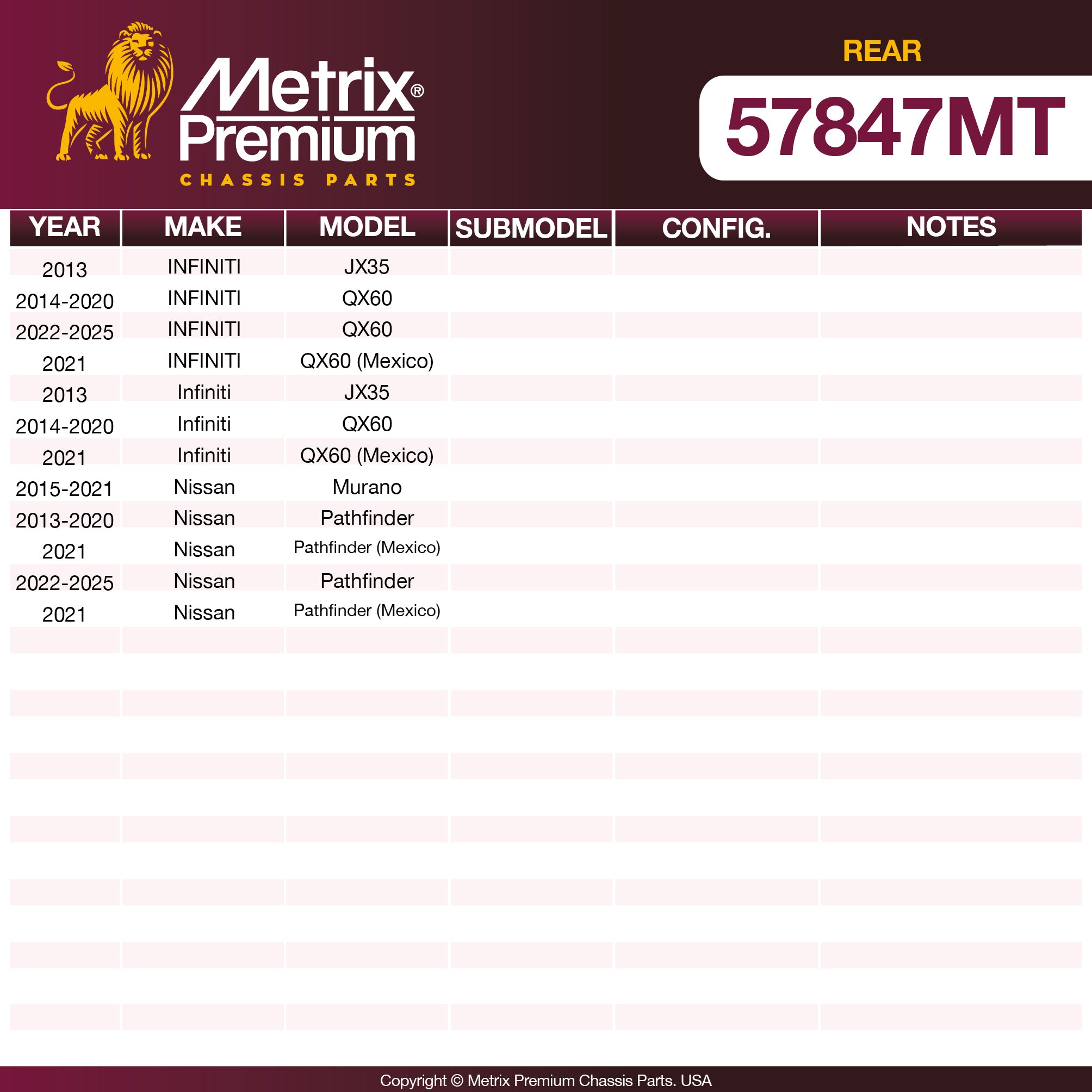 Metrix Premium Rear Trailing Arm 57847MT OEM fit spare parts