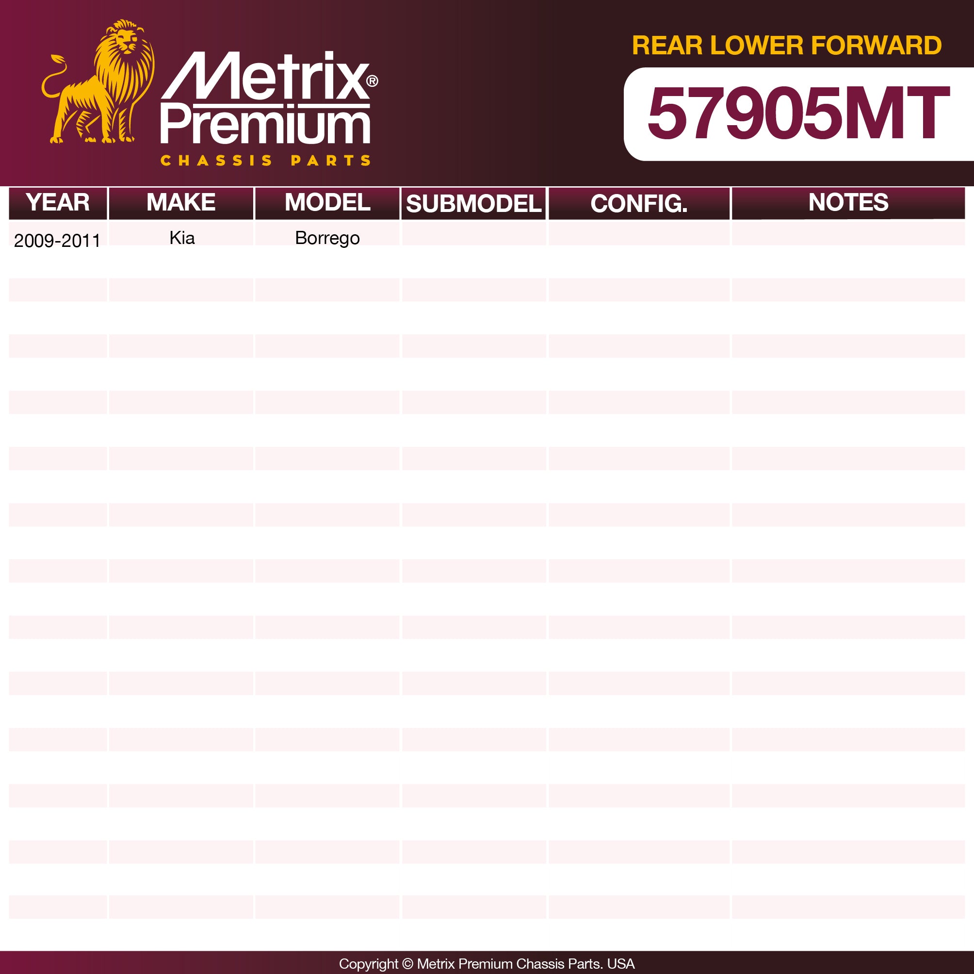 Metrix Premium Chassis Parts Rear Lower Forward Control Arm and Ball Joint Assembly 57905MT OEM fit auto parts