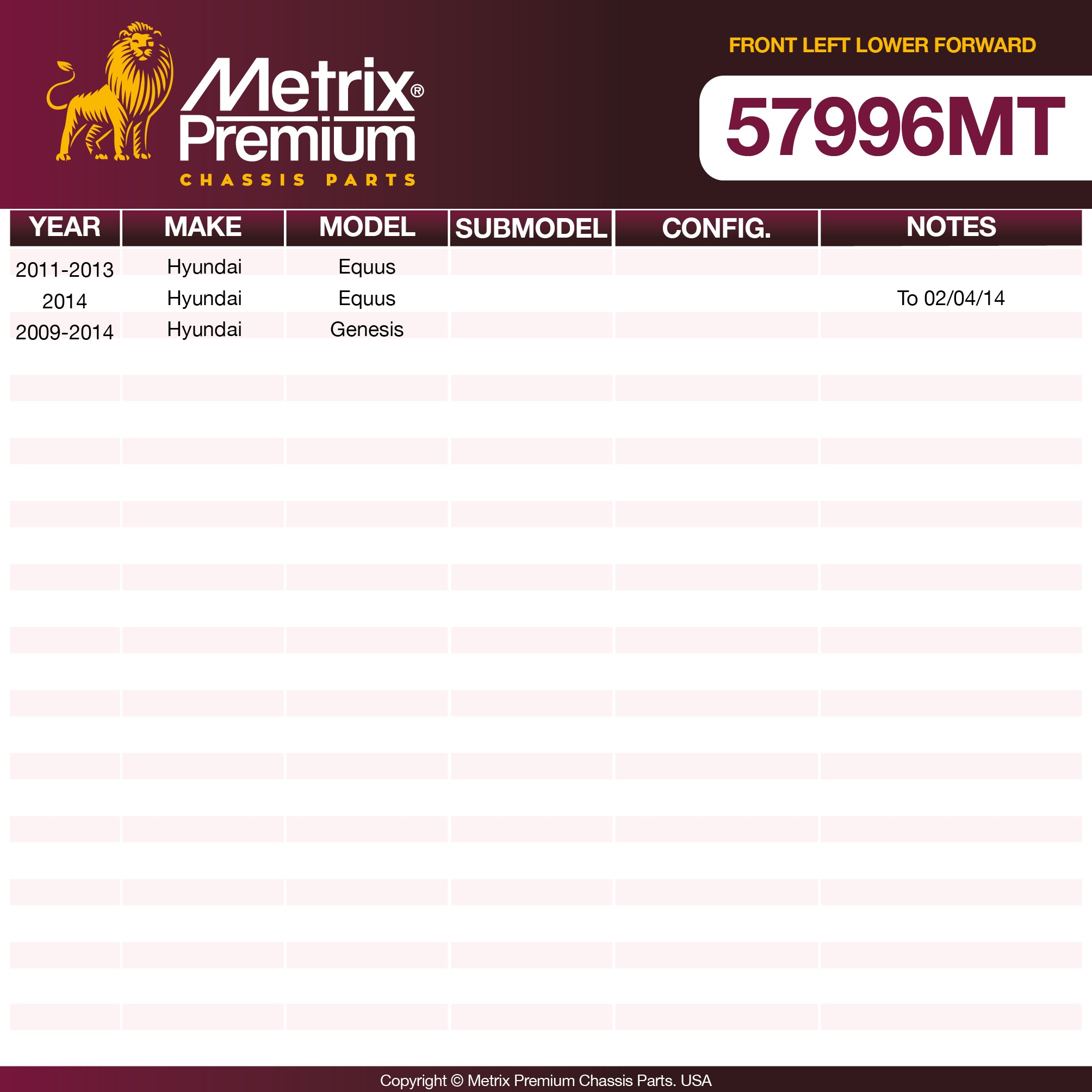 Metrix Premium Front Left Lower Forward Control Arm and Ball Joint Assembly 57996MT OEM fit spare parts
