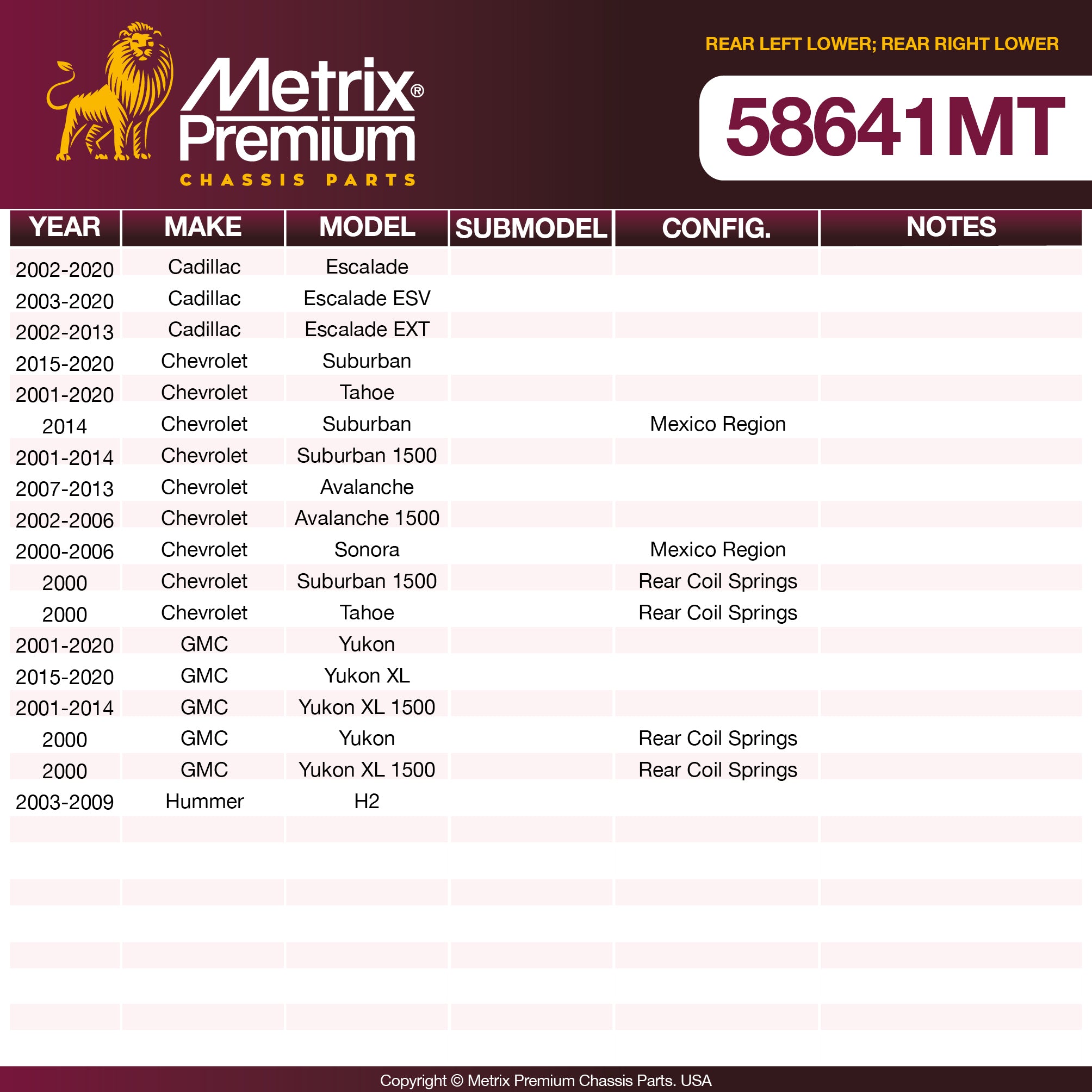 Metrix Premium Chassis Parts Rear Left Lower; Rear Right Lower Control Arm 58641MT OEM fit auto parts