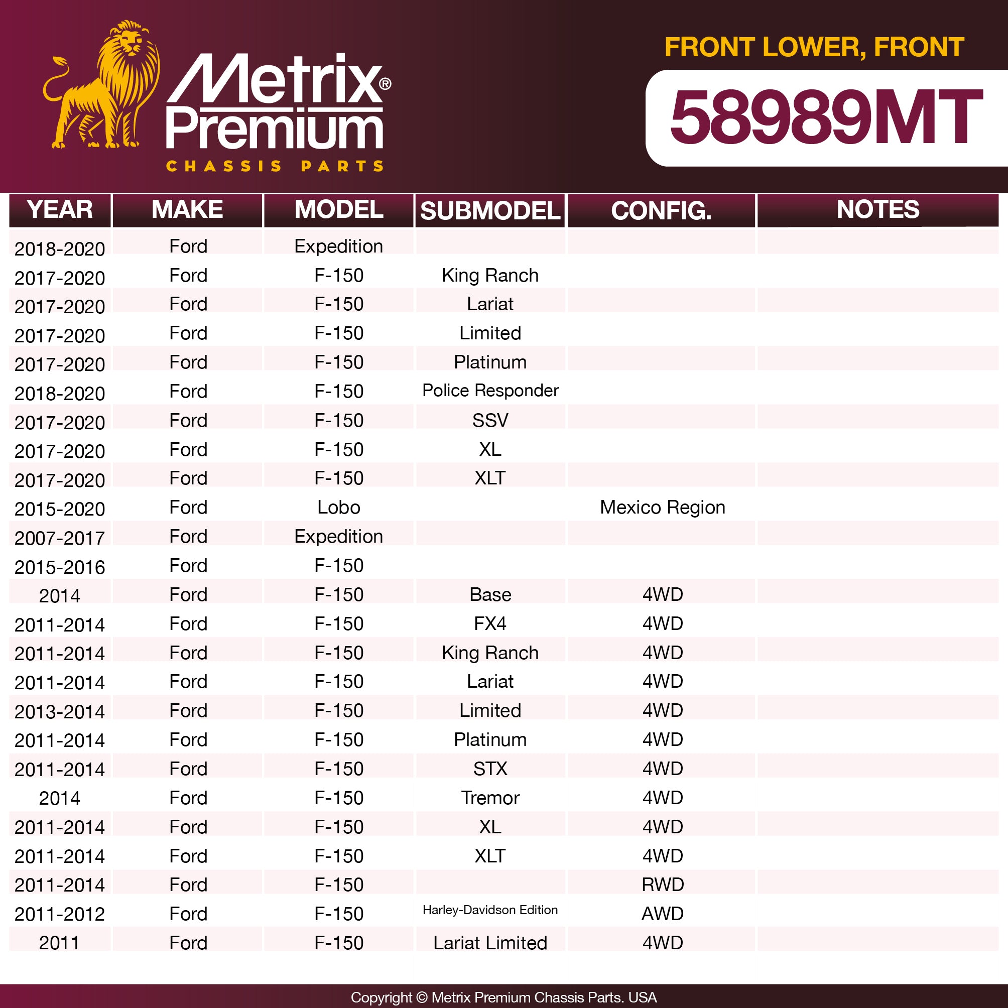 Metrix Premium Chassis Parts Front Lower Control Arm Bushing 58989MT aftermarket car parts