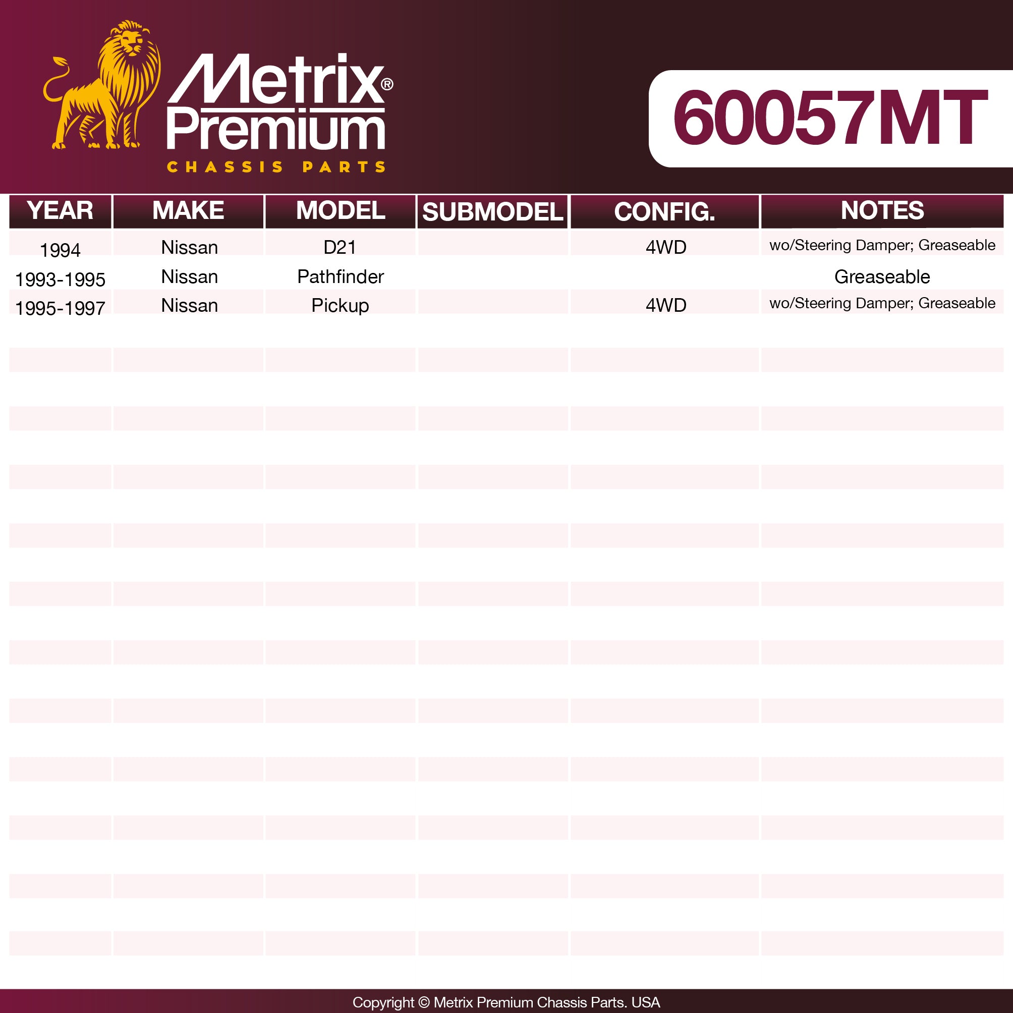 Metrix Premium Chassis Parts Center Link 60057MT aftermarket car parts