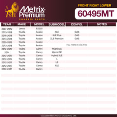Metrix Premium Front Right Lower Control Arm and Ball Joint Assembly 60495MT OEM fit spare parts