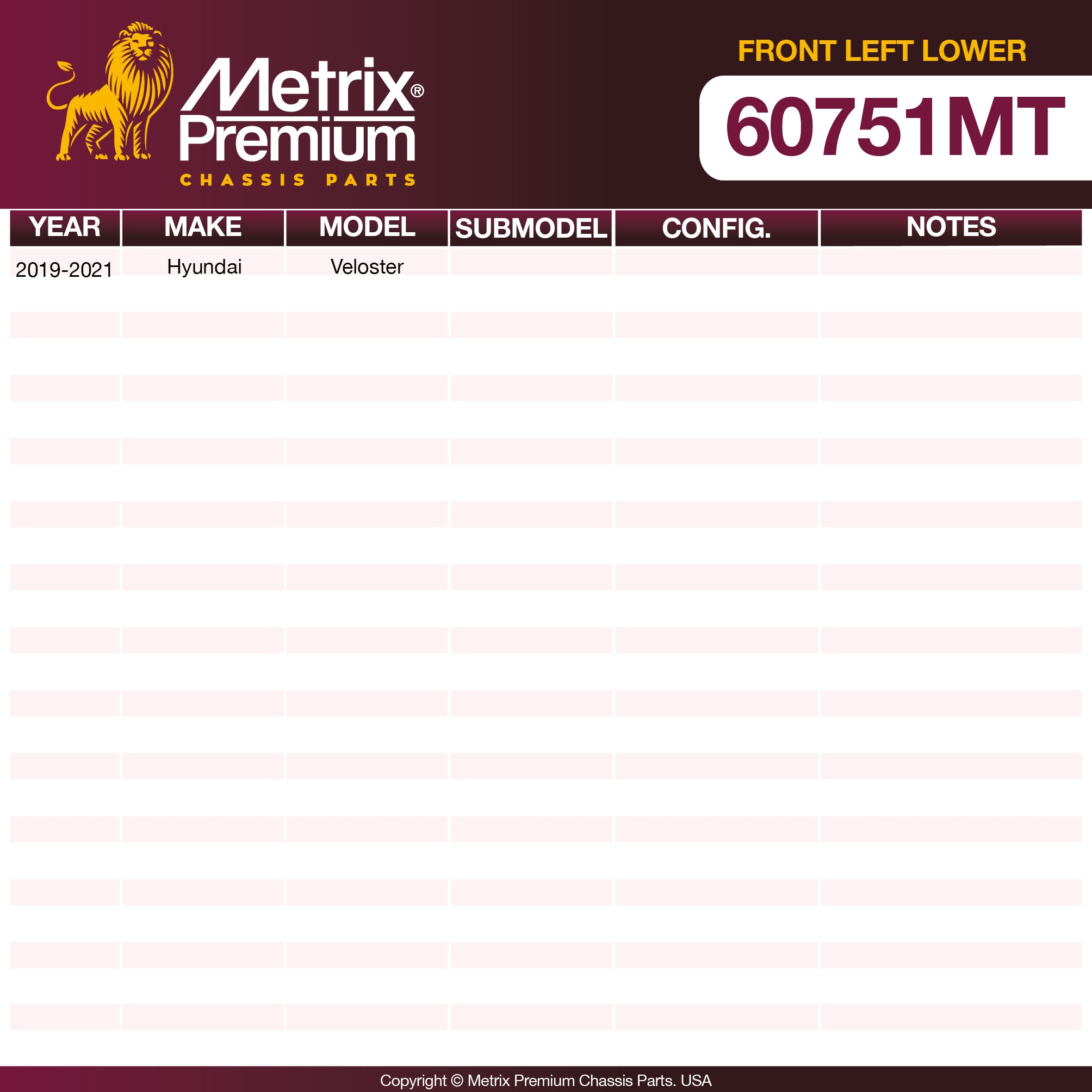 Metrix Premium Chassis Parts Front Left Lower Ball Joint 60751MT OEM fit auto parts