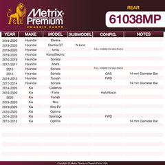 Metrix Premium Chassis Parts Rear Stabilizer Bar Bushing Kit 61038MP aftermarket car parts