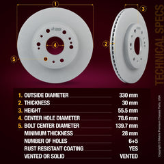 4 PCS Front/Rear Coated Vented Brake Rotor Kit  96331MT