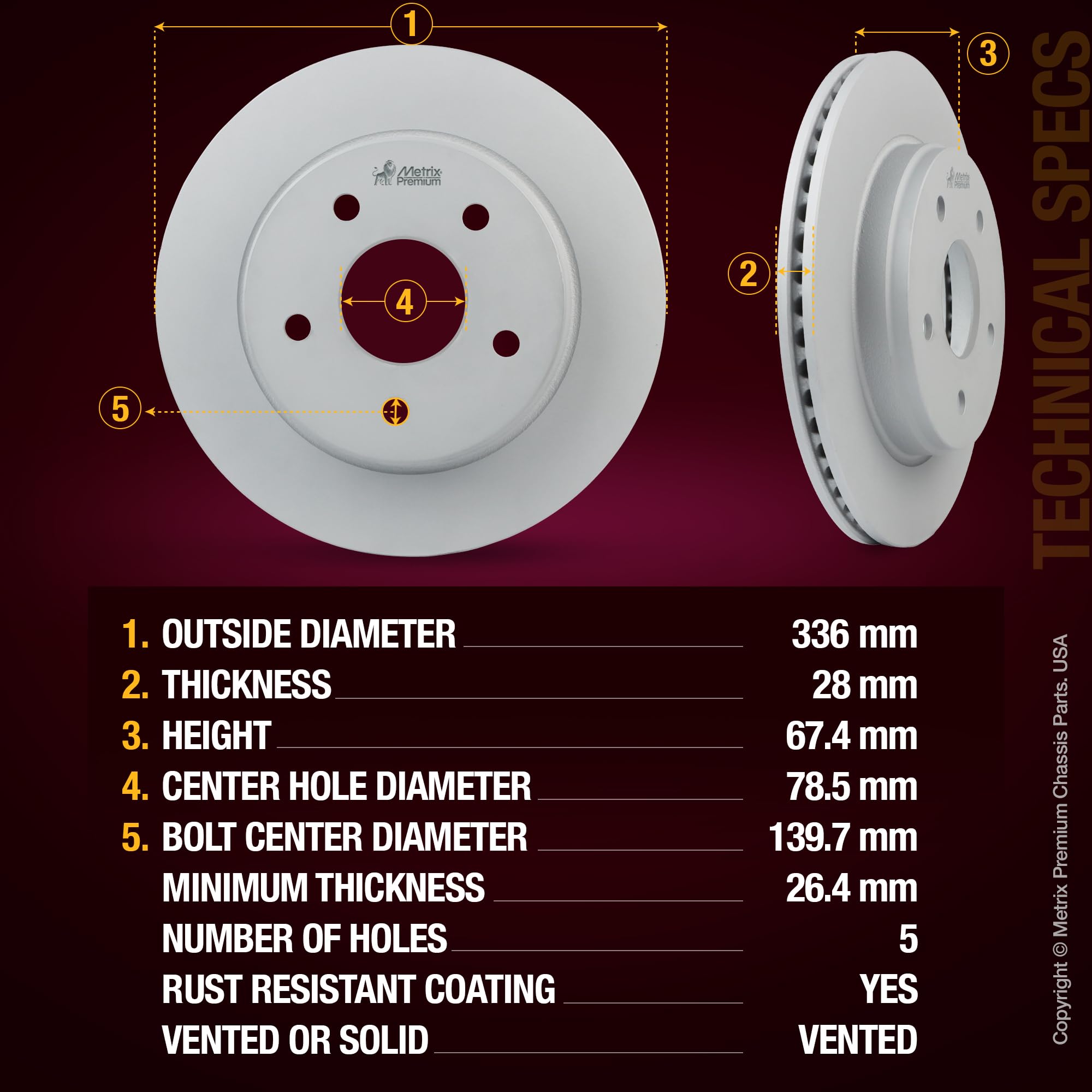 4 PCS Front/Rear Coated Vented Brake Rotor Kit  96325MT
