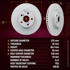 4 PCS Front/Rear Coated Brake Rotor Kit  96311MT