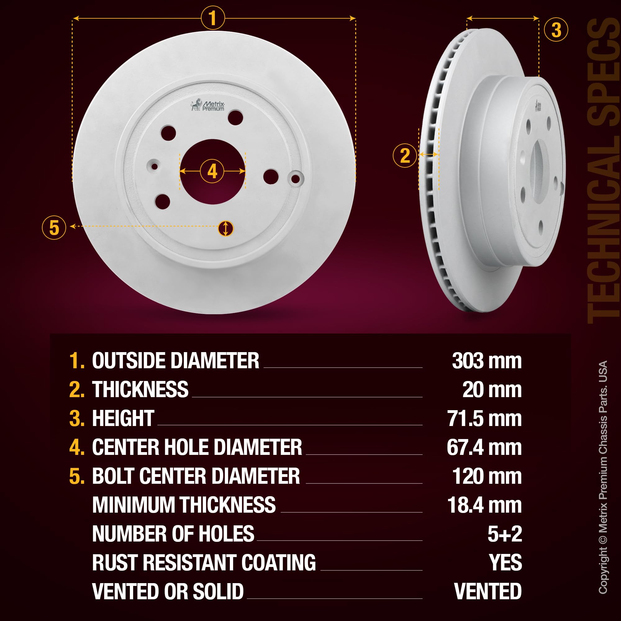 4 PCS Front/Rear Coated Vented Brake Rotor Kit  96327MT