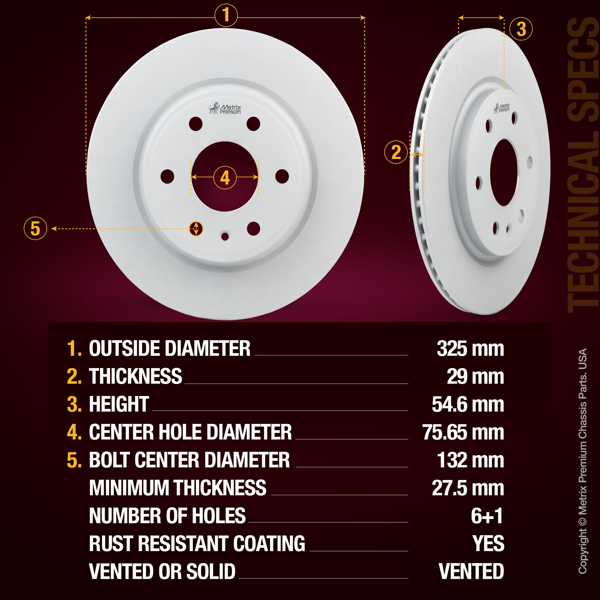 4 PCS Front/Rear Coated Vented Brake Rotor Kit  96336MT