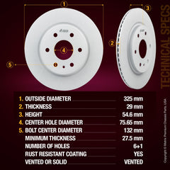 4 PCS Front/Rear Coated Vented Brake Rotor Kit  96336MT