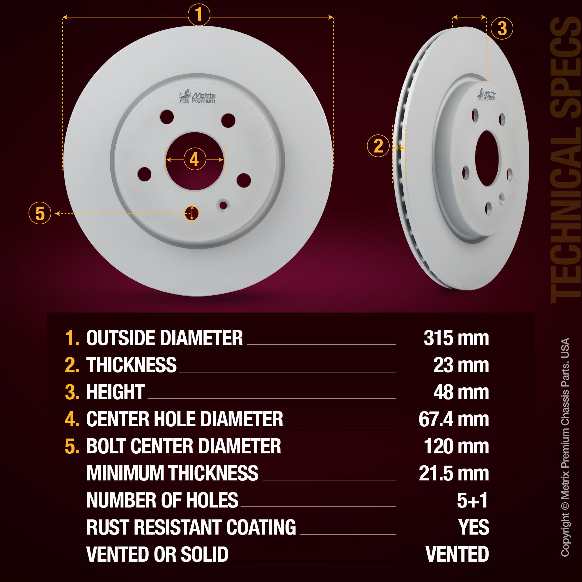 4 PCS Front/Rear Coated Vented Brake Rotor Kit  96334MT
