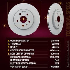 4 PCS Front/Rear Coated Vented Brake Rotor Kit  96334MT