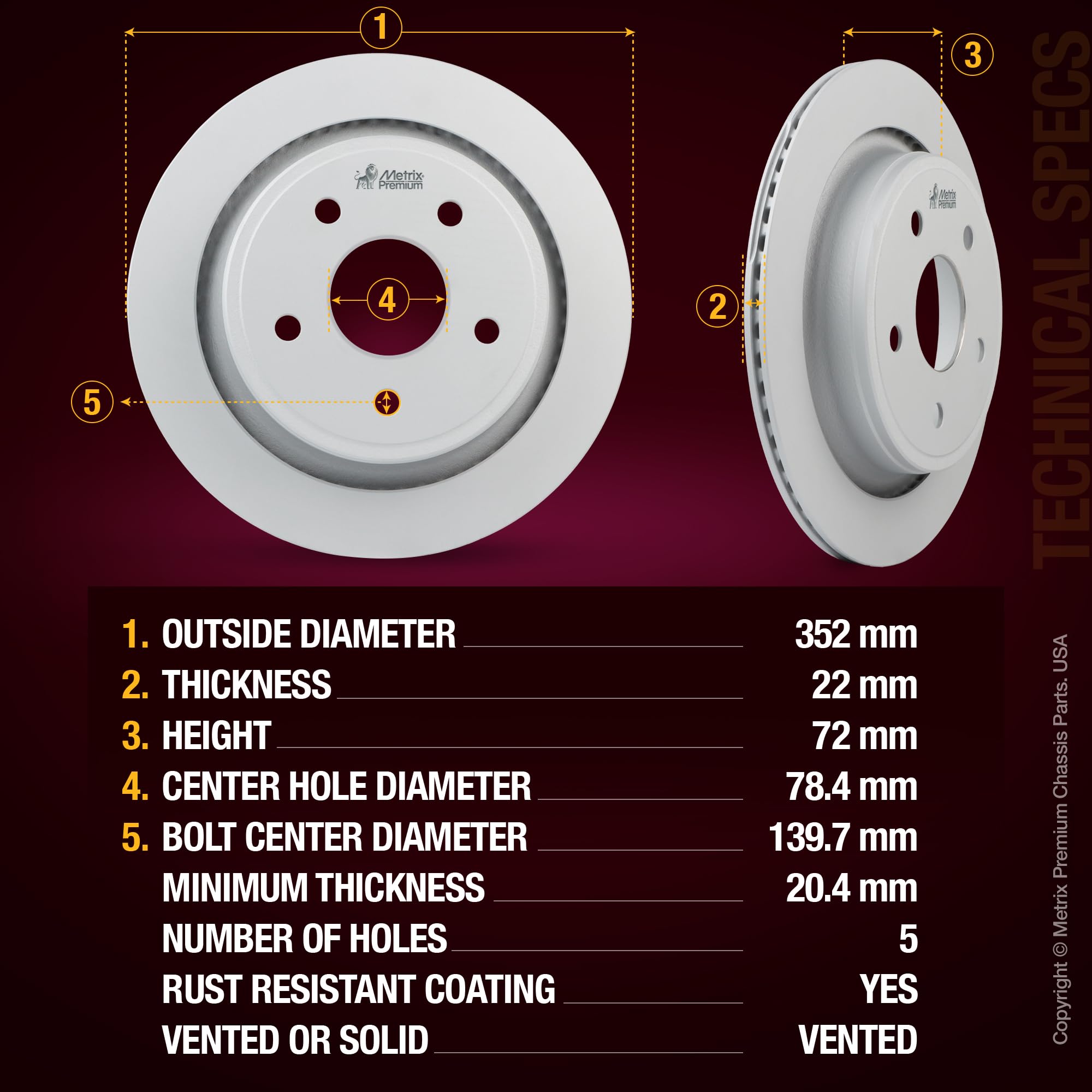 4 PCS Front/Rear Coated Vented Brake Rotor Kit  96325MT