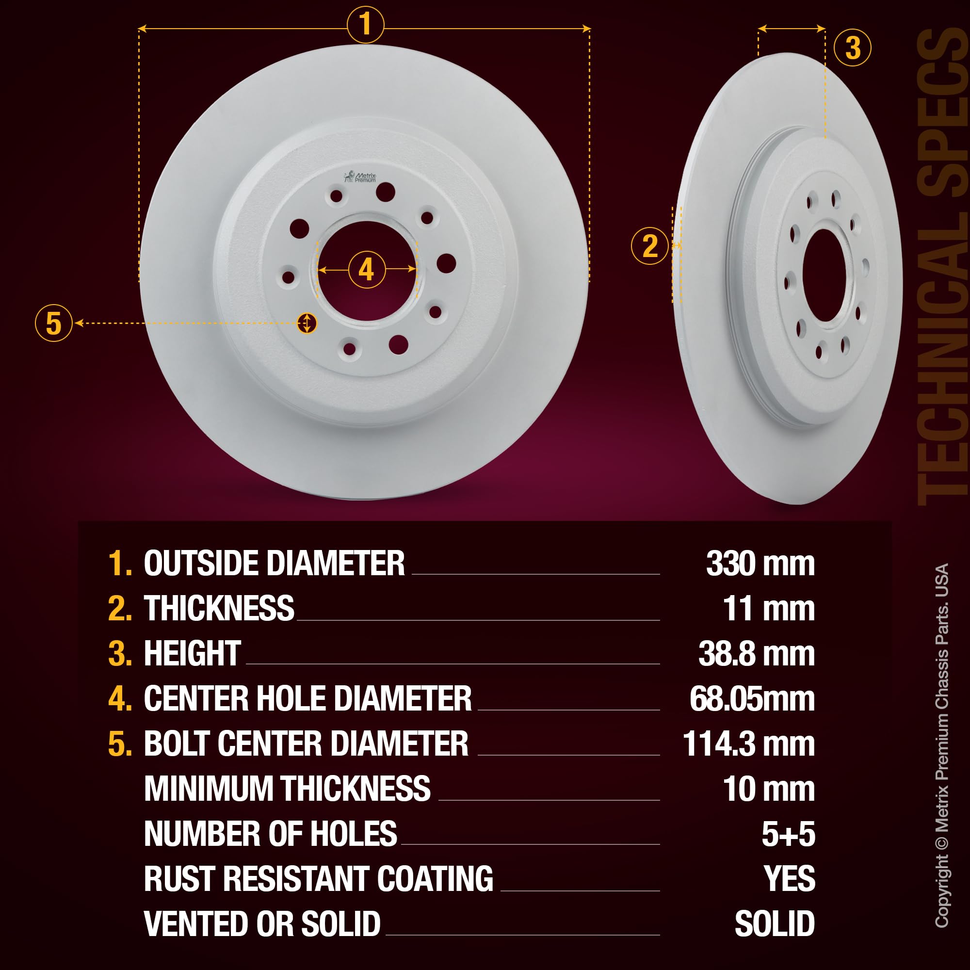 4 PCS Front/Rear Coated Brake Rotor Kit  96323MT