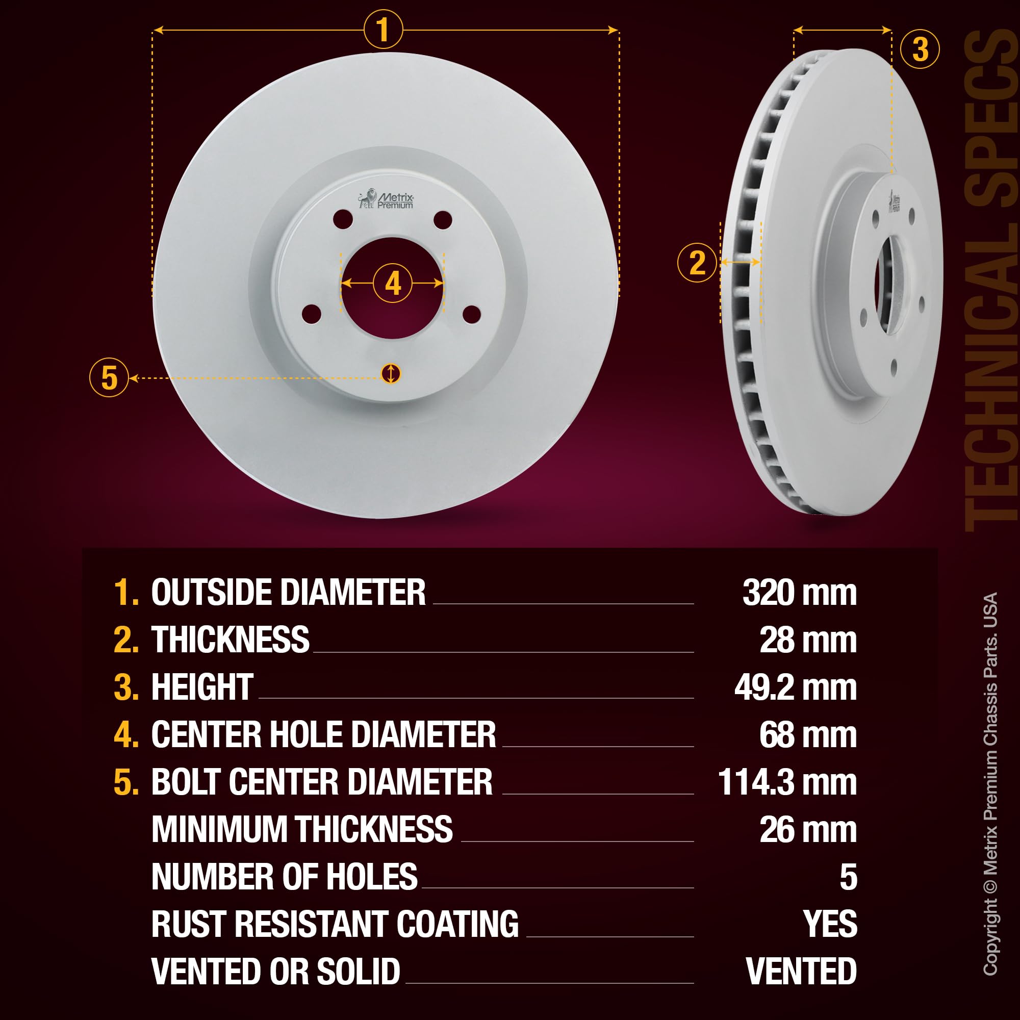 4 PCS Front/Rear Coated Vented Brake Rotor Kit  96317MT