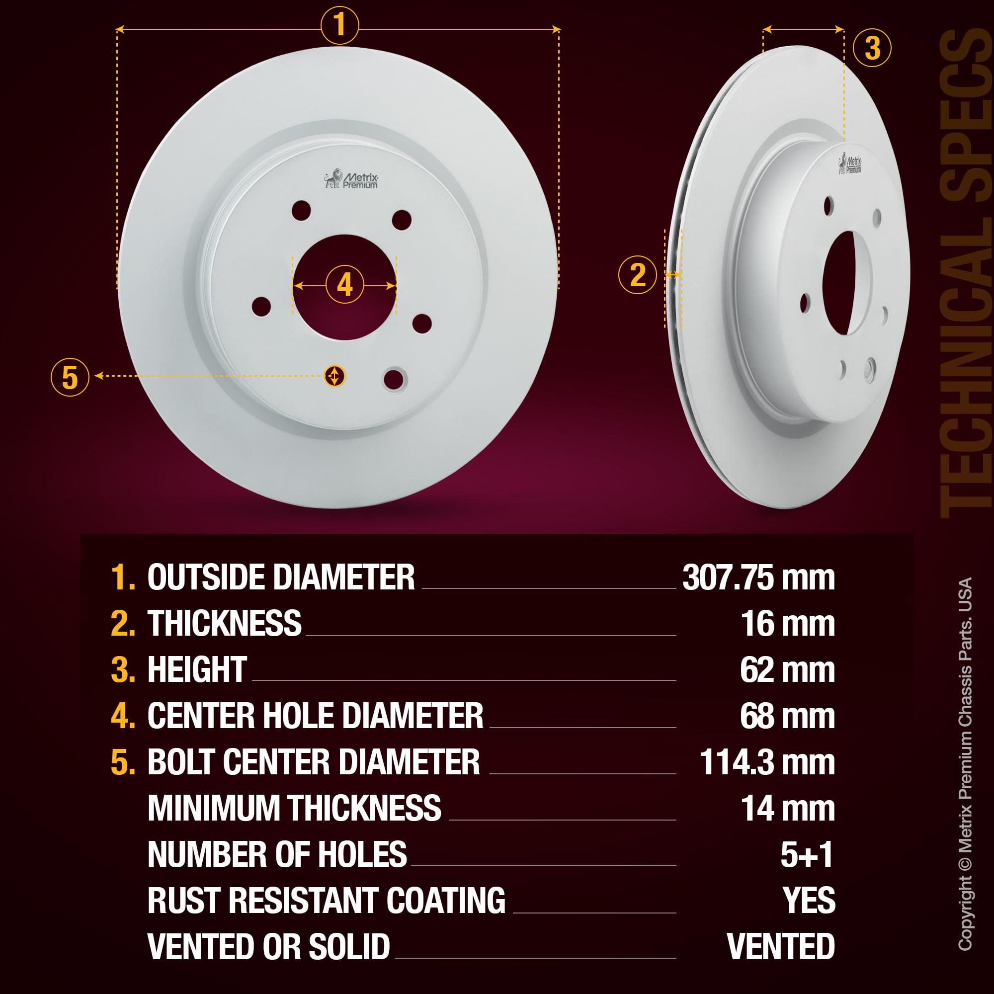 4 PCS Front/Rear Coated Vented Brake Rotor Kit  96313MT