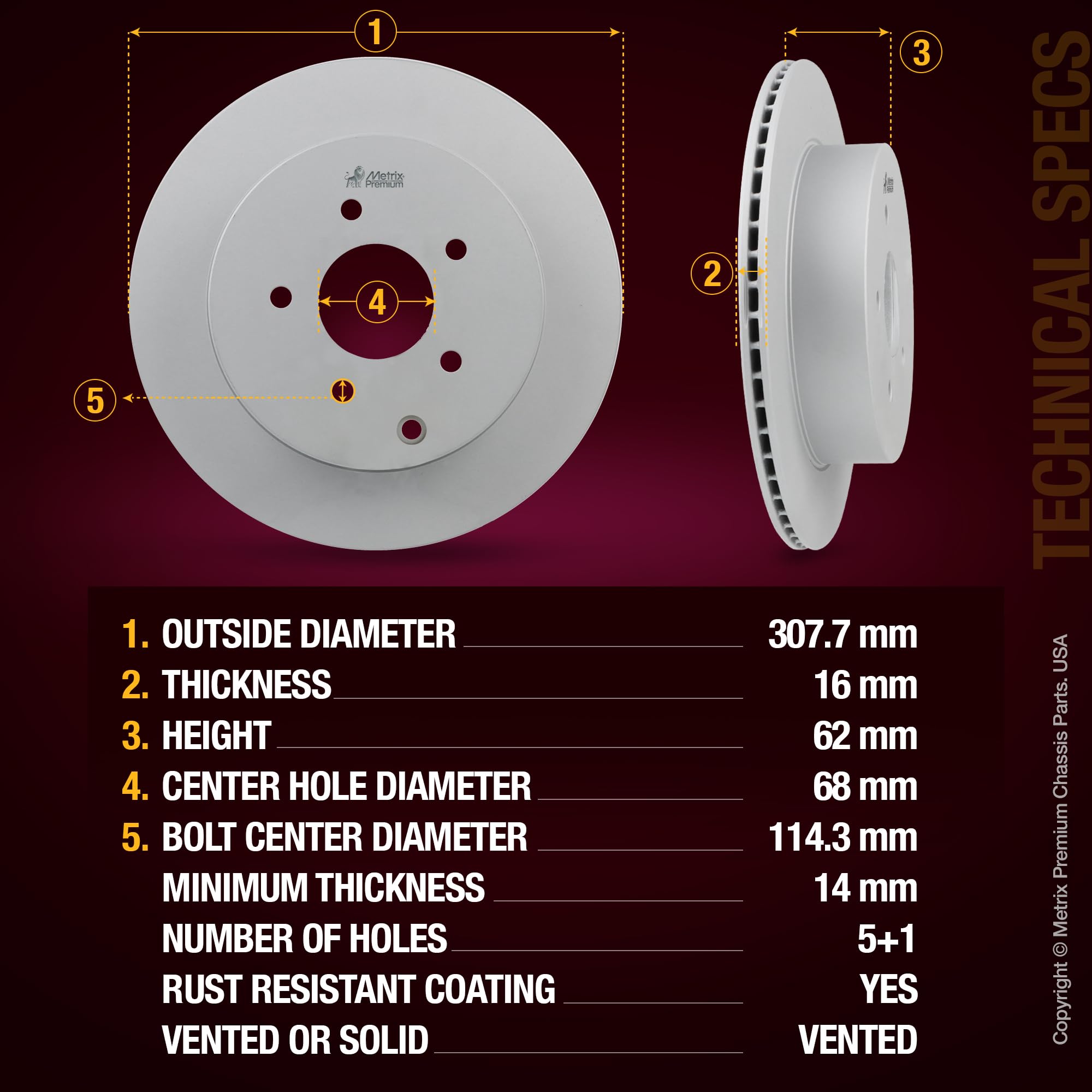 4 PCS Front/Rear Coated Vented Brake Rotor Kit  96317MT