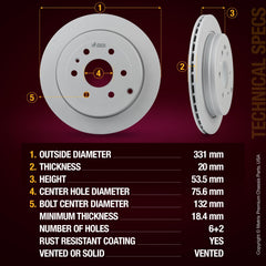 4 PCS Front/Rear Coated Vented Brake Rotor Kit  96336MT