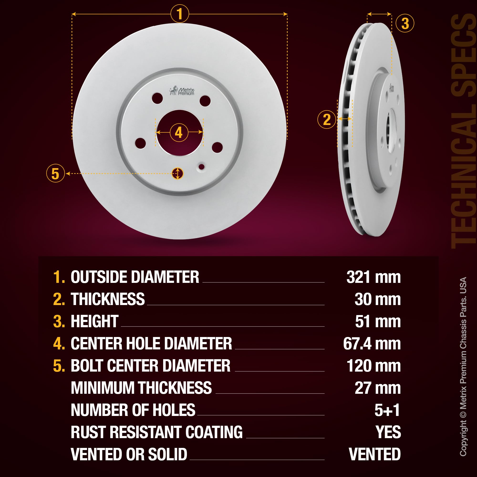 4 PCS Front/Rear Coated Vented Brake Rotor Kit  96334MT