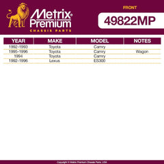 Metrix Premium Front Stabilizer Bar Bushing Kit 49822MP fitment